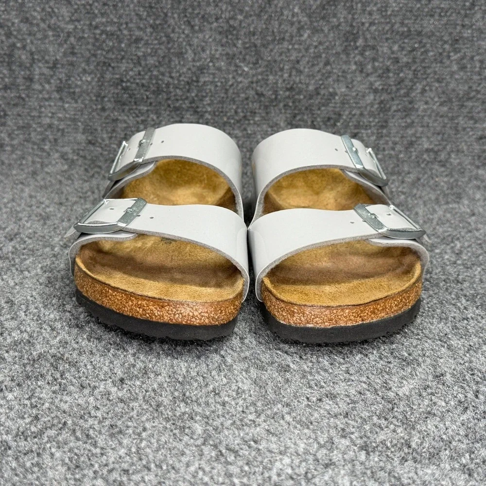 Birkenstock‎ Arizona Slide Sandals Women's 9 Grey Patent Leather Slip On Buckle